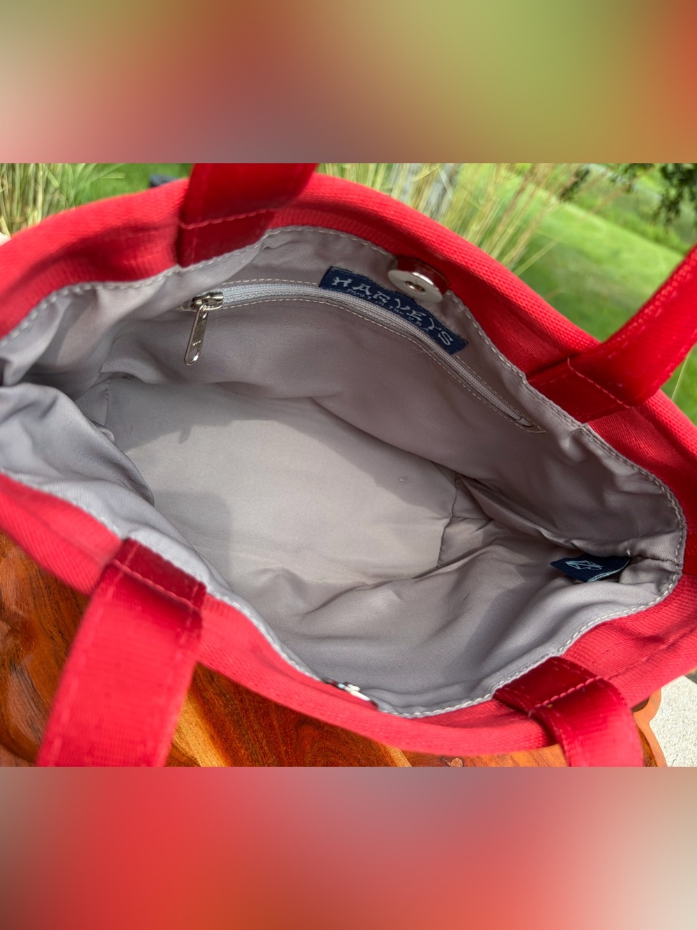 Vintage Harvey’s “The Original Detroit” Seatbelt Bag Small Tote Red EUC - Picture 7 of 15